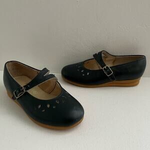 Vintage Stride Rite Girls Mary Janes Leather Shoes Made in USA Navy Blue Size 8